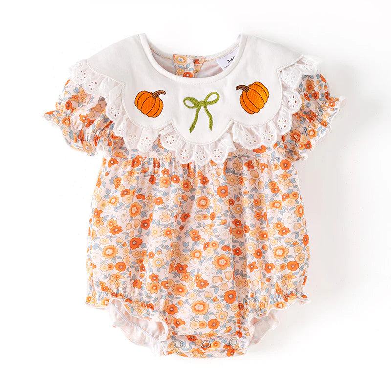 Floral Pumpkin Bubble Romper
