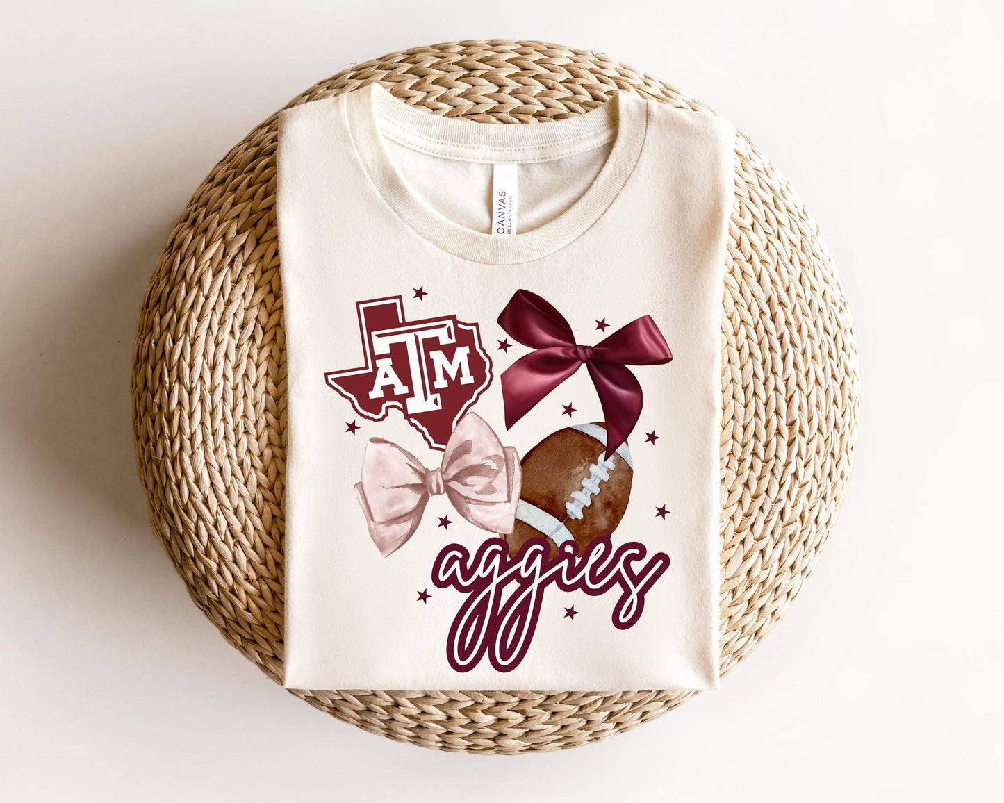 Maroon Bows & Stars Tee
