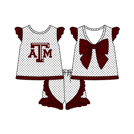 Go Team Dotted Bow Shorts Set