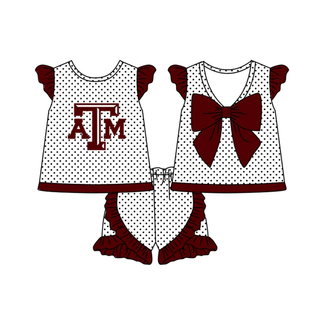 Go Team Dotted Bow Shorts Set