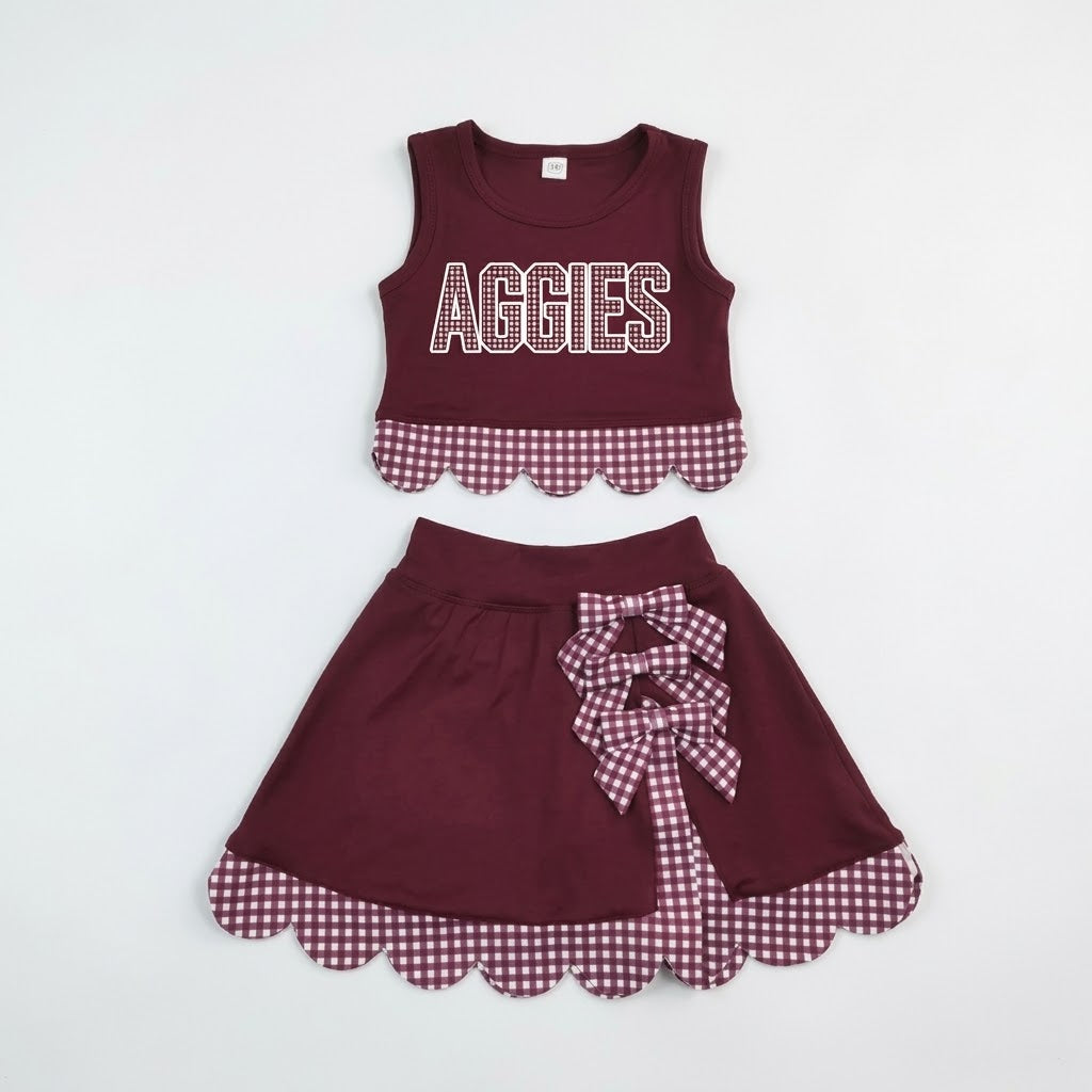 Gingham Yoga Skirt Set