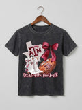 Toddler Acid Wash Game Day Bows Tee