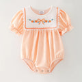 Pumpkin Smocked Gingham Romper