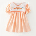 Pumpkin Smocked Gingham Dress