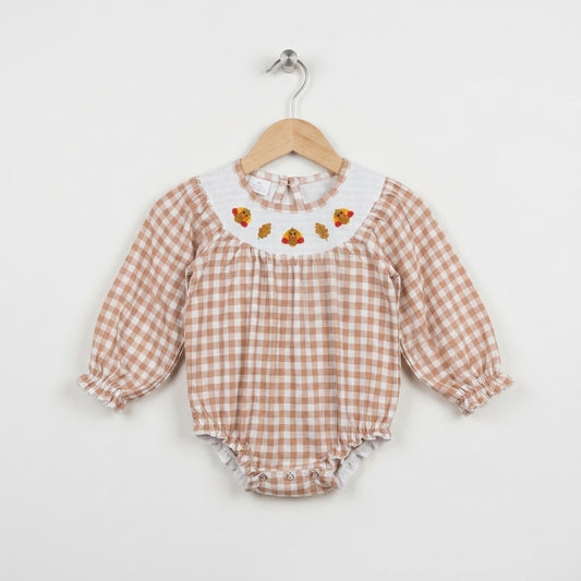 Gingham Fall Smocked Bubble