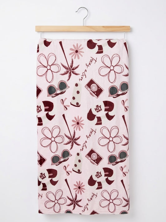 Summer Maroon Sherpa Blanket (50X60)