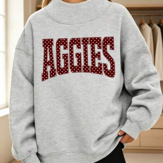 Adult Polka Dot Mock Neck Sweatshirt